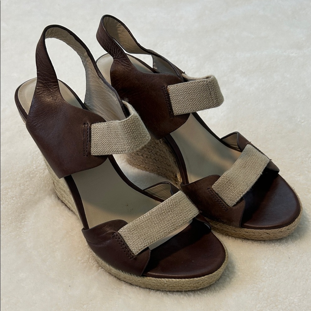 Michael Kors Brown and Tan Wedge Sandals